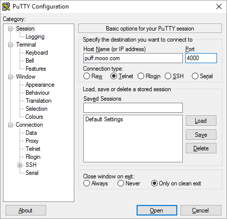 Initial PuTTY Port Number